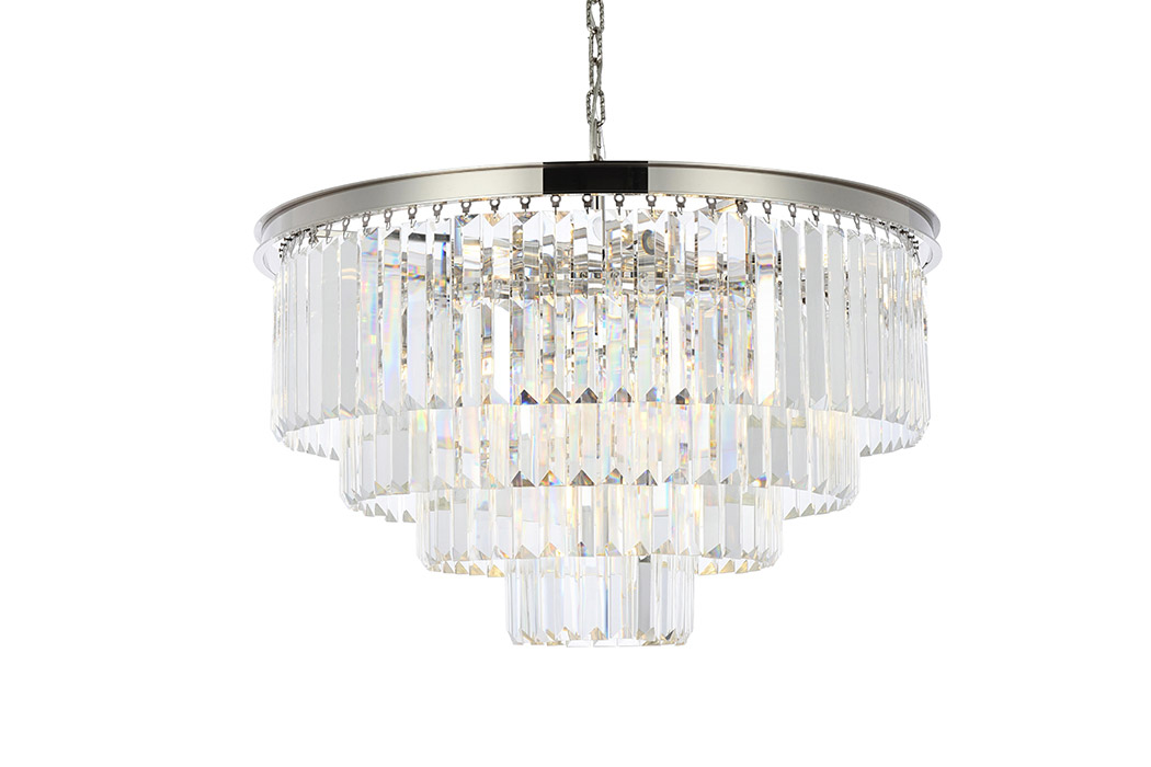 Elegant Urban Classic Chandelier - Polished Nickel, L 32" (1231D32PN-RC)