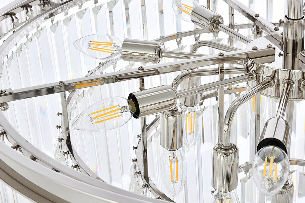 Elegant Urban Classic Chandelier - Polished Nickel, L 32" (1231D32PN-RC)