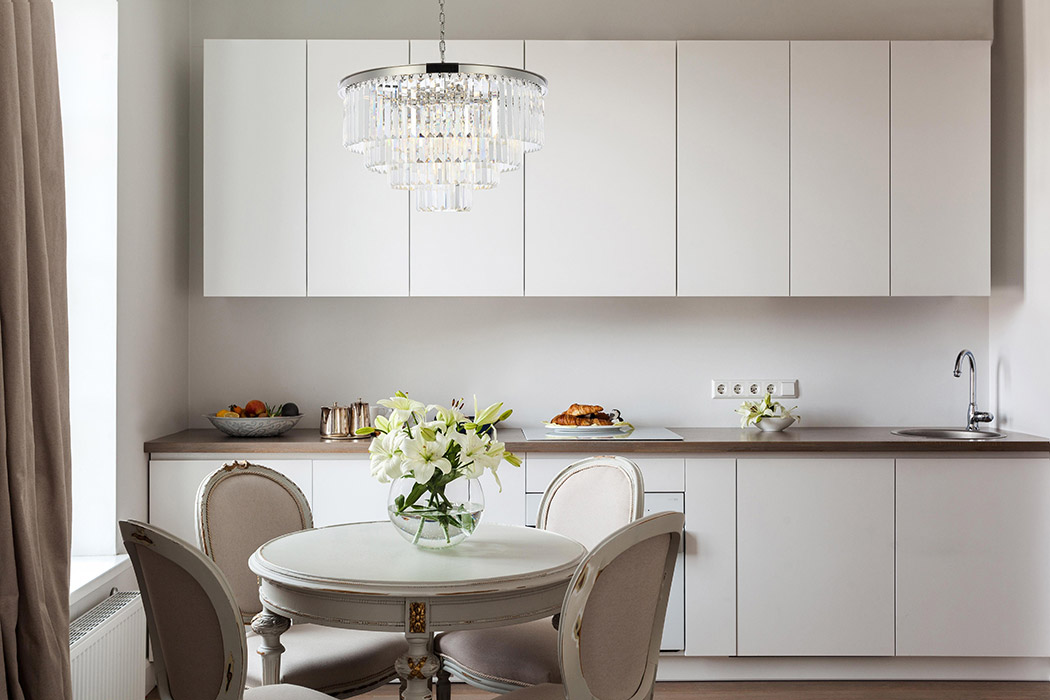 Elegant Urban Classic Chandelier - Polished Nickel, L 32" (1231D32PN-RC)