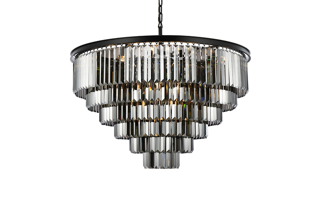 Elegant Urban Classic Chandelier - Matte Black/Silver, L 44" (1231D44MB-SS-RC)