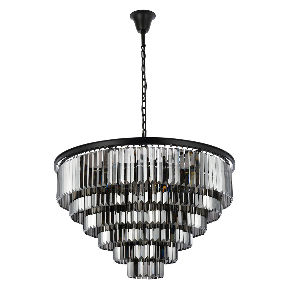 Elegant Urban Classic Chandelier - Matte Black/Silver, L 44" (1231D44MB-SS-RC)