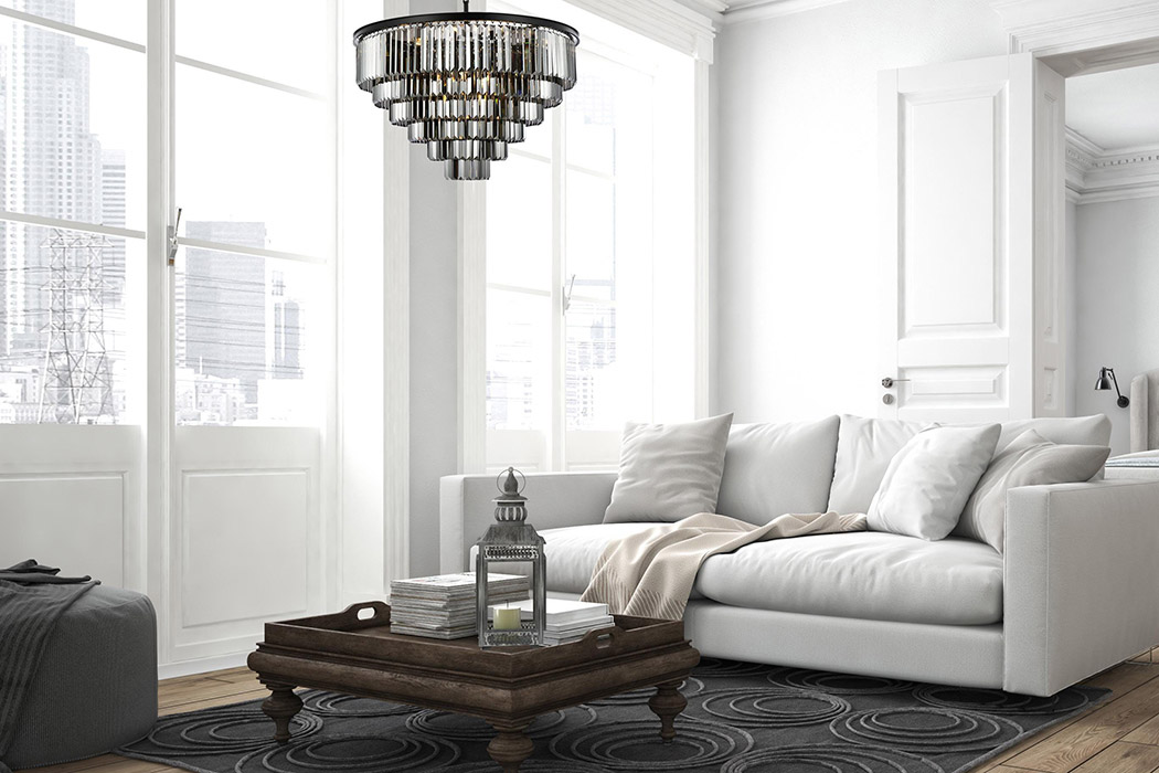 Elegant Urban Classic Chandelier - Matte Black/Silver, L 44" (1231D44MB-SS-RC)