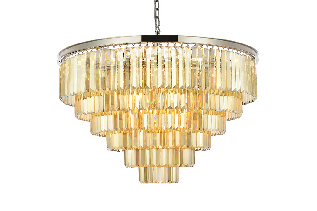 Elegant Urban Classic Chandelier - Polished Nickel/Gold, L 44" (1231D44PN-GT-RC)