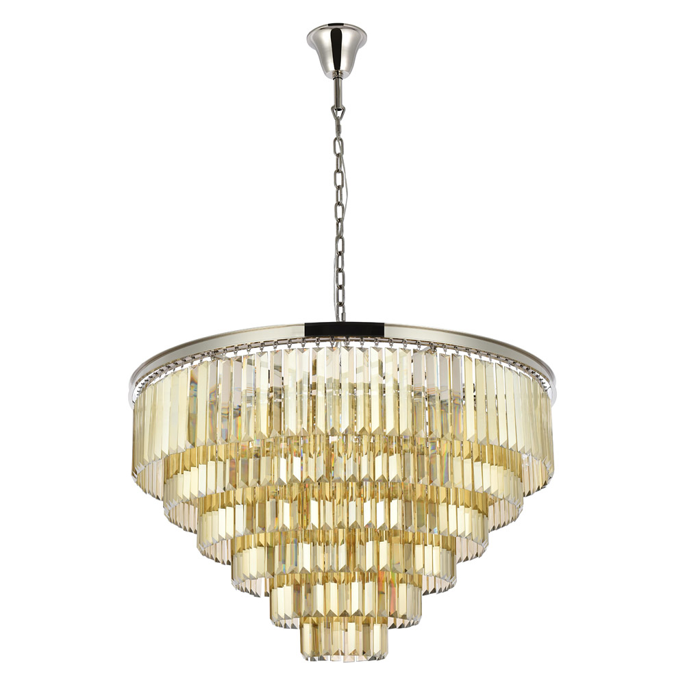 Elegant Urban Classic Chandelier - Polished Nickel/Gold, L 44" (1231D44PN-GT-RC)
