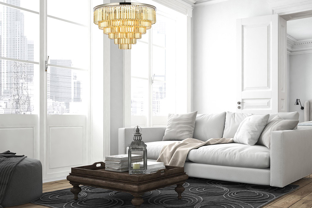 Elegant Urban Classic Chandelier - Polished Nickel/Gold, L 44" (1231D44PN-GT-RC)