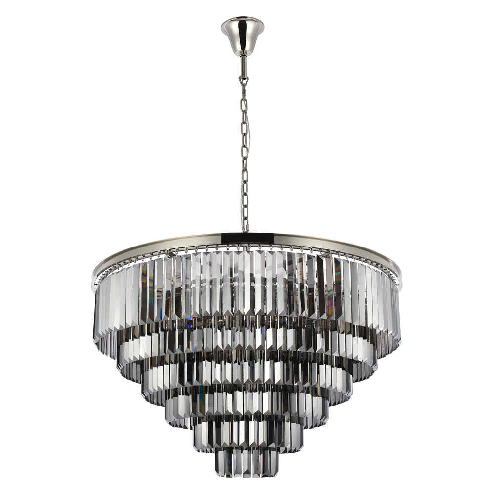 Elegant Urban Classic Chandelier - Polished Nickel/Silver, L 44" (1231D44PN-SS-RC)