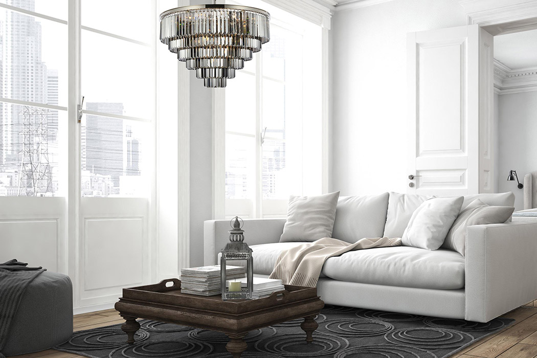 Elegant Urban Classic Chandelier - Polished Nickel/Silver, L 44" (1231D44PN-SS-RC)