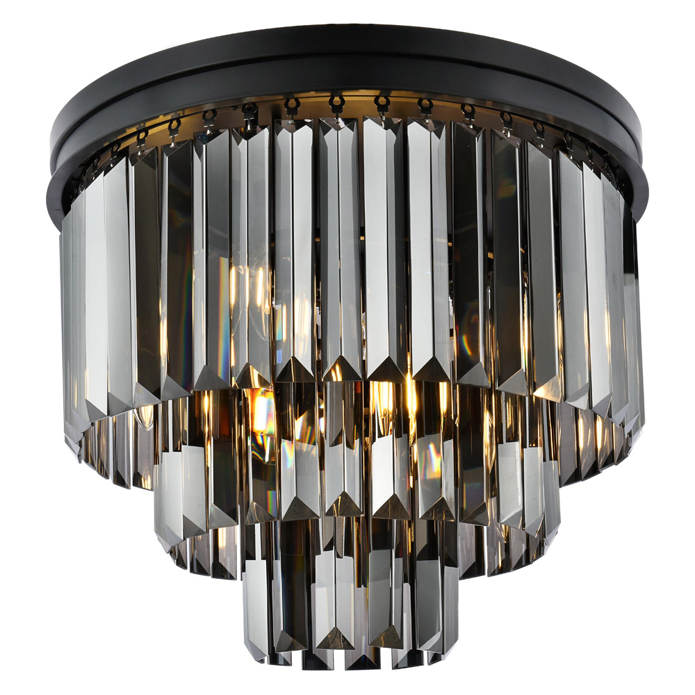Elegant Urban Classic Flush Mount - Matte Black/Silver, L 20" (1231F20MB-SS-RC)