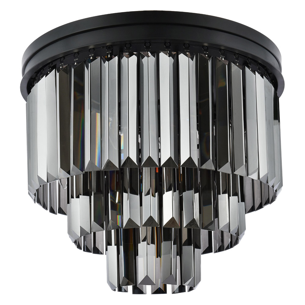 Elegant Urban Classic Flush Mount - Matte Black/Silver, L 20" (1231F20MB-SS-RC)