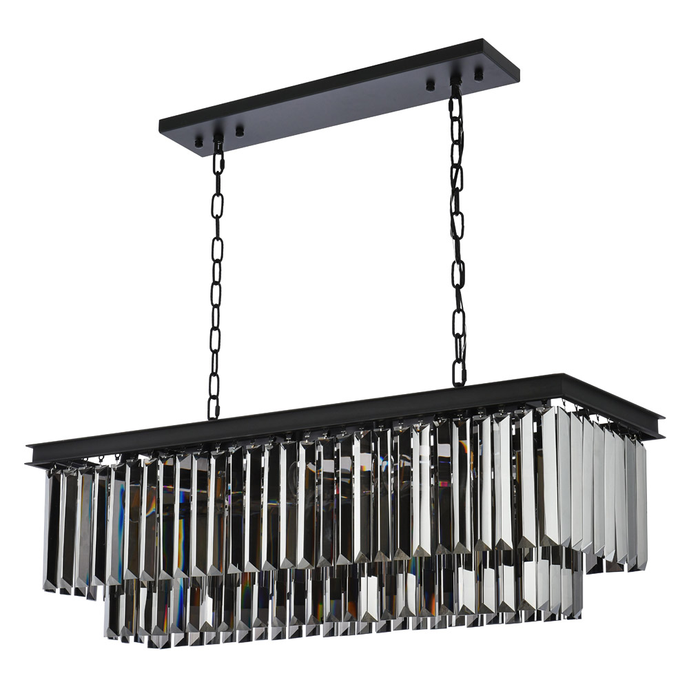 Elegant Urban Classic Chandelier - Matte Black/Silver, L 40" (1232D40MB-SS-RC)