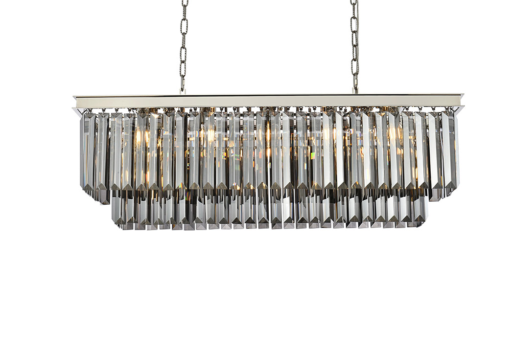 Elegant Urban Classic Chandelier - Polished Nickel/Silver, L 40" (1232D40PN-SS-RC)