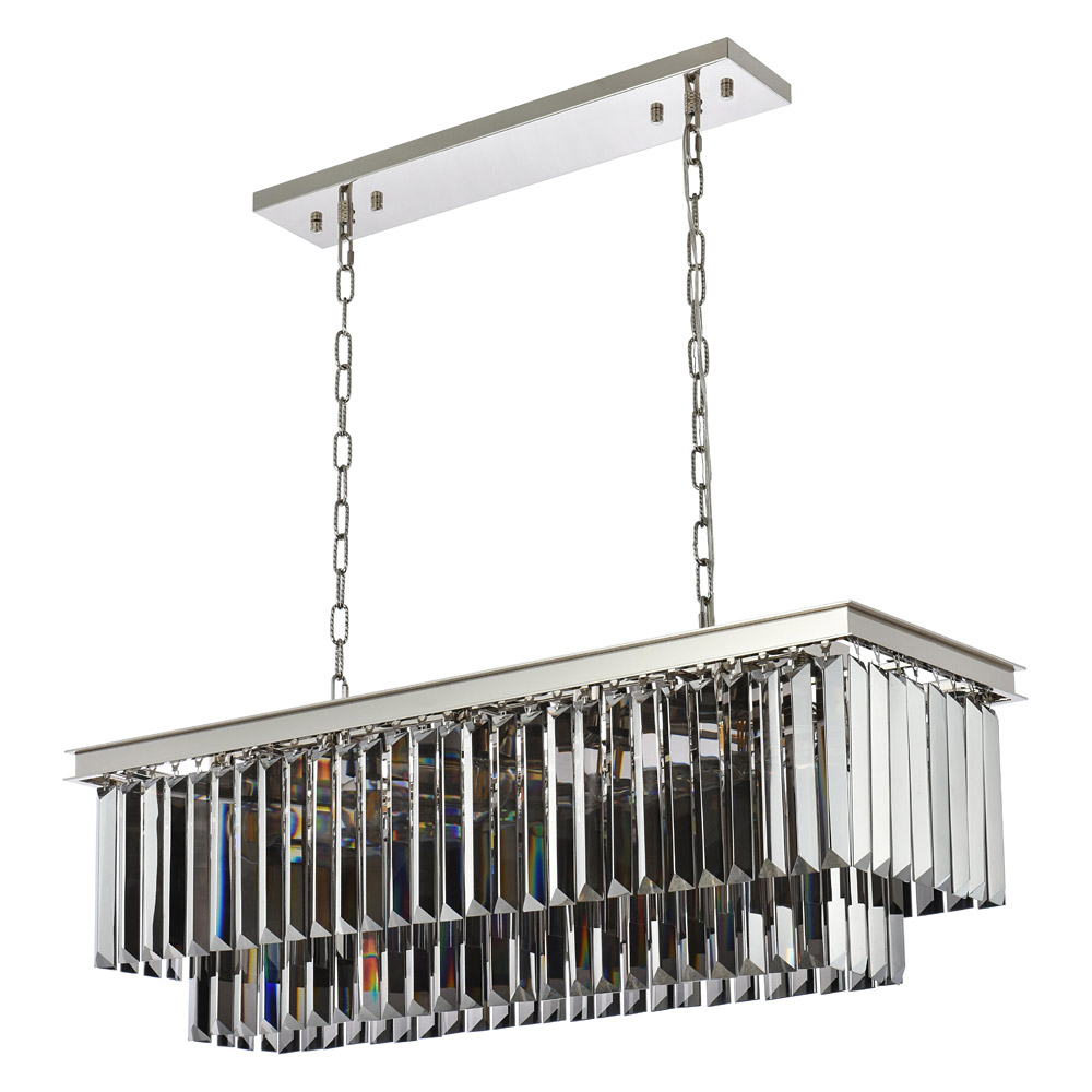 Elegant Urban Classic Chandelier - Polished Nickel/Silver, L 40" (1232D40PN-SS-RC)