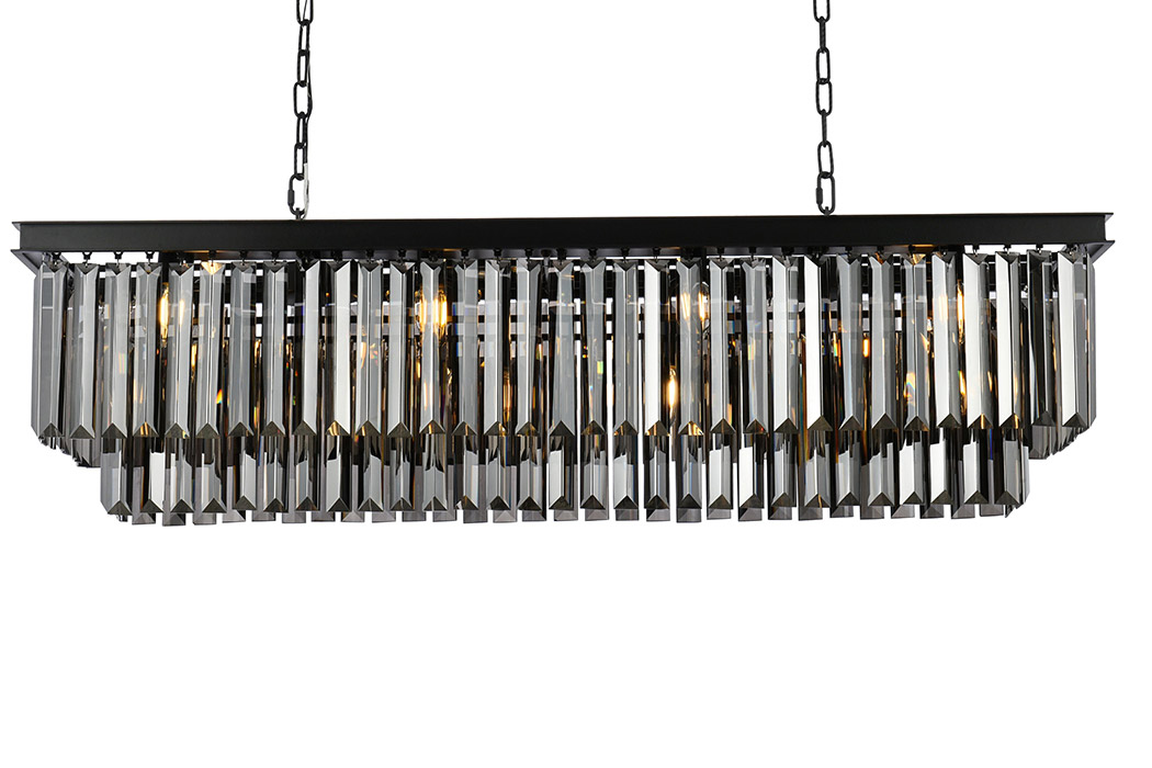 Elegant Urban Classic Chandelier - Matte Black/Silver, L 50" (1232D50MB-SS-RC)