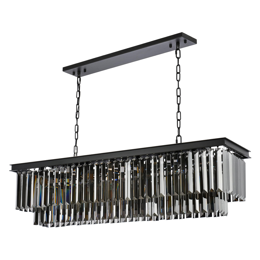 Elegant Urban Classic Chandelier - Matte Black/Silver, L 50" (1232D50MB-SS-RC)