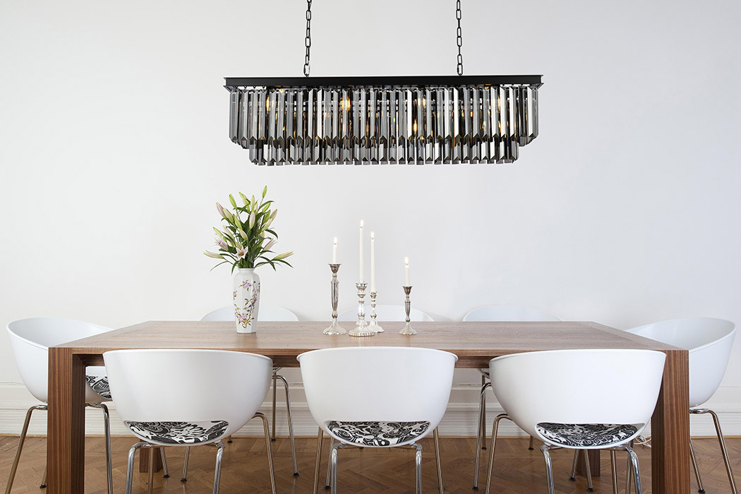 Elegant Urban Classic Chandelier - Matte Black/Silver, L 50" (1232D50MB-SS-RC)