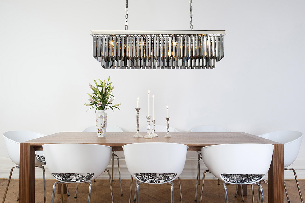 Elegant Urban Classic Chandelier - Polished Nickel/Silver, L 50" (1232D50PN-SS-RC)