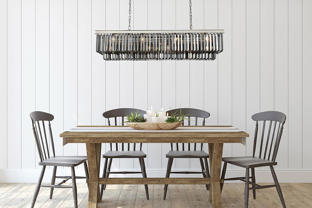 Elegant Urban Classic Chandelier - Polished Nickel/Silver, L 60" (1232D60PN-SS-RC)