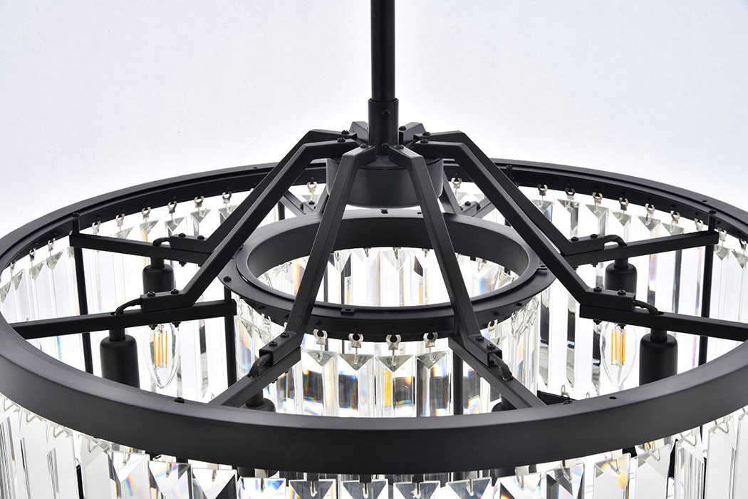 Elegant Urban Classic Chandelier - Matte Black, L 28" (1233D28MB-RC)