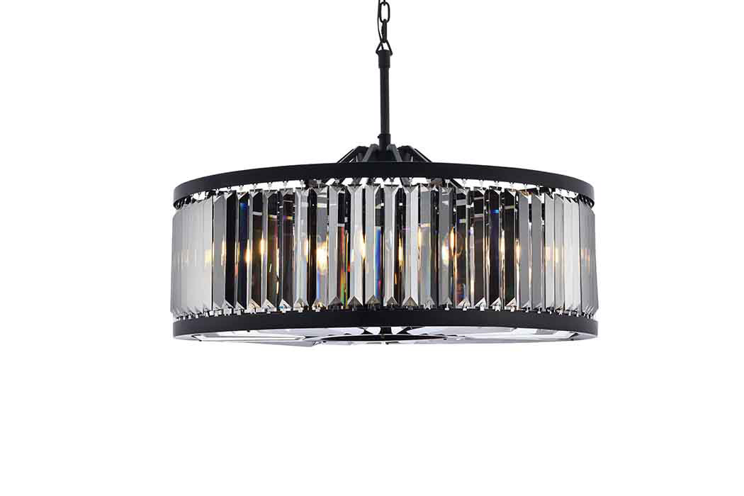 Elegant Urban Classic Chandelier - Matte Black/Silver, L 35.5" (1233D35MB-SS-RC)