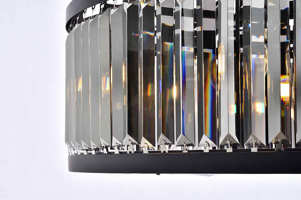 Elegant Urban Classic Chandelier - Matte Black/Silver, L 35.5" (1233D35MB-SS-RC)