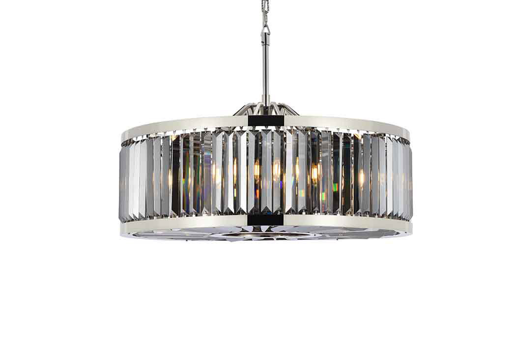 Elegant Urban Classic Chandelier - Polished Nickel/Silver, L 35.5" (1233D35PN-SS-RC)
