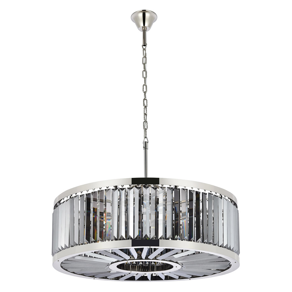 Elegant Urban Classic Chandelier - Polished Nickel/Silver, L 35.5" (1233D35PN-SS-RC)