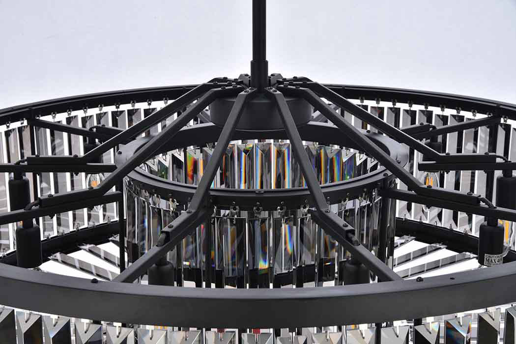 Elegant Urban Classic Chandelier - Matte Black/Silver, L 43.5" (1233G43MB-SS-RC)