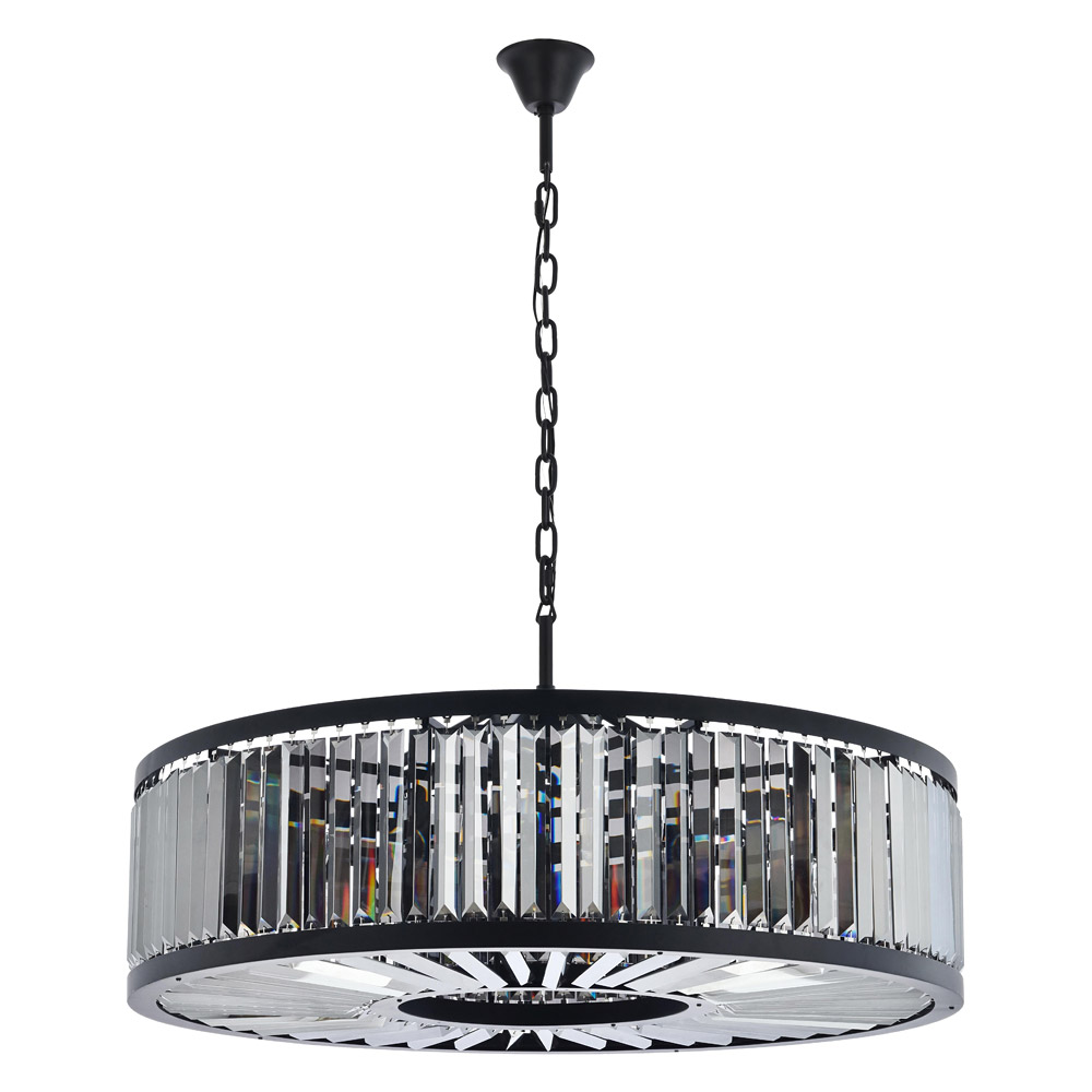 Elegant Urban Classic Chandelier - Matte Black/Silver, L 43.5" (1233G43MB-SS-RC)