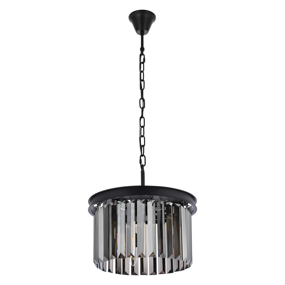 Elegant Urban Classic Pendant - Matte Black/Silver, L 16" (1238D16MB-SS-RC)