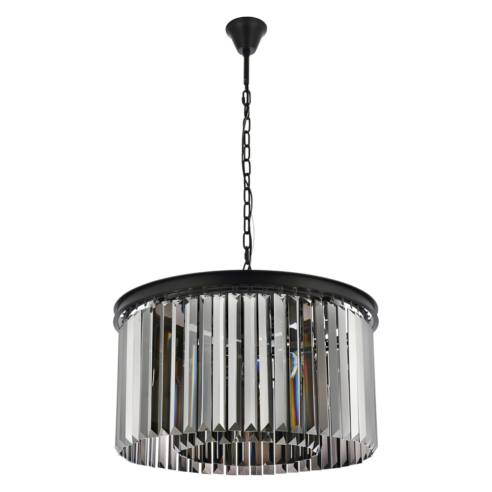 Elegant Urban Classic Pendant - Matte Black/Silver, L 26" (1238D26MB-SS-RC)