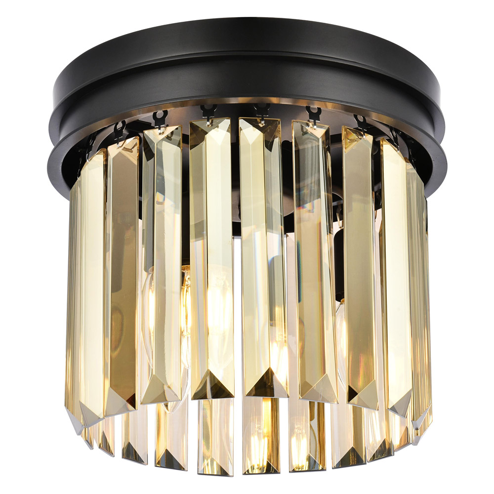 Elegant Urban Classic Flush Mount - Matte Black/Gold, L 12" (1238F12MB-GT-RC)