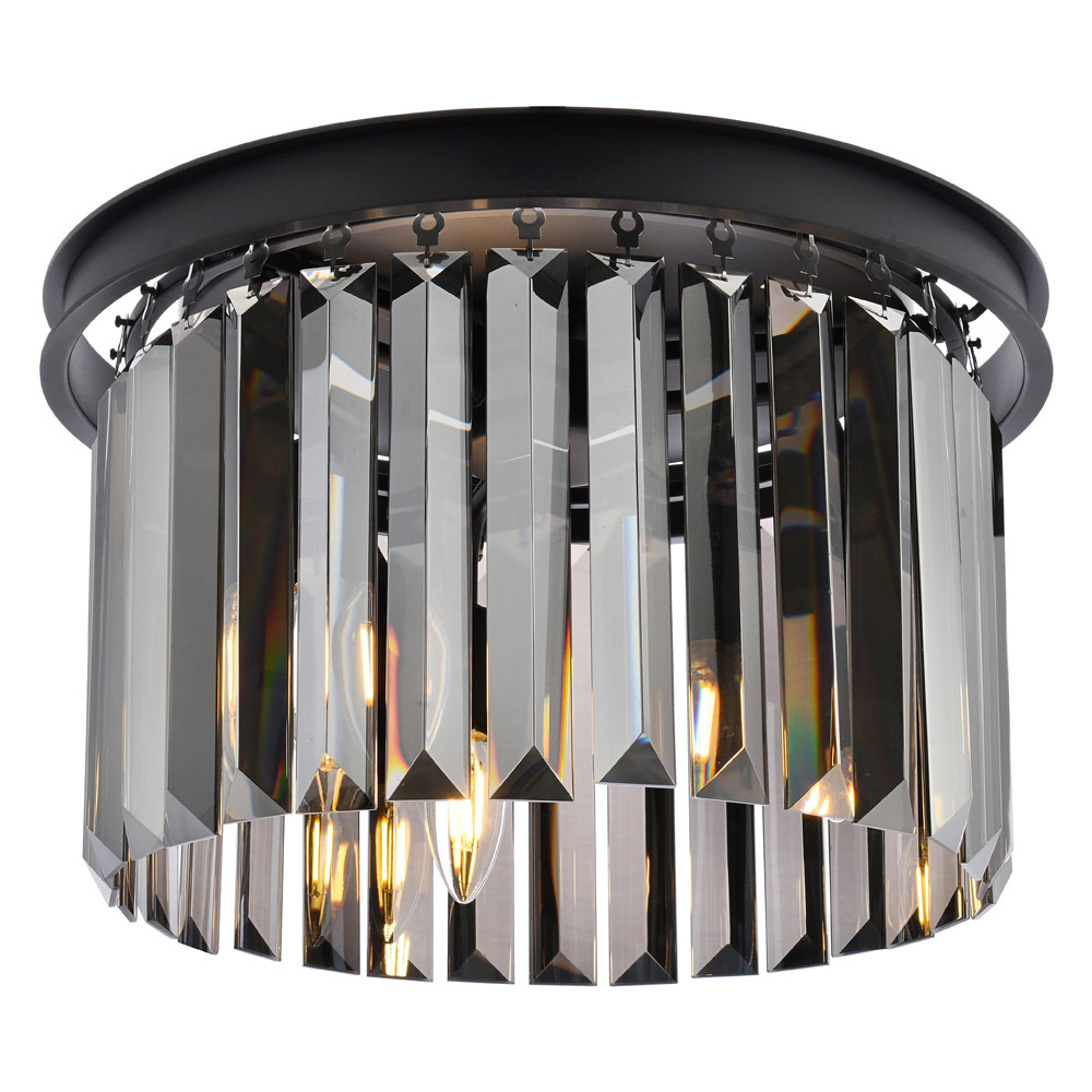 Elegant Urban Classic Flush Mount - Matte Black/Silver, L 16" (1238F16MB-SS-RC)