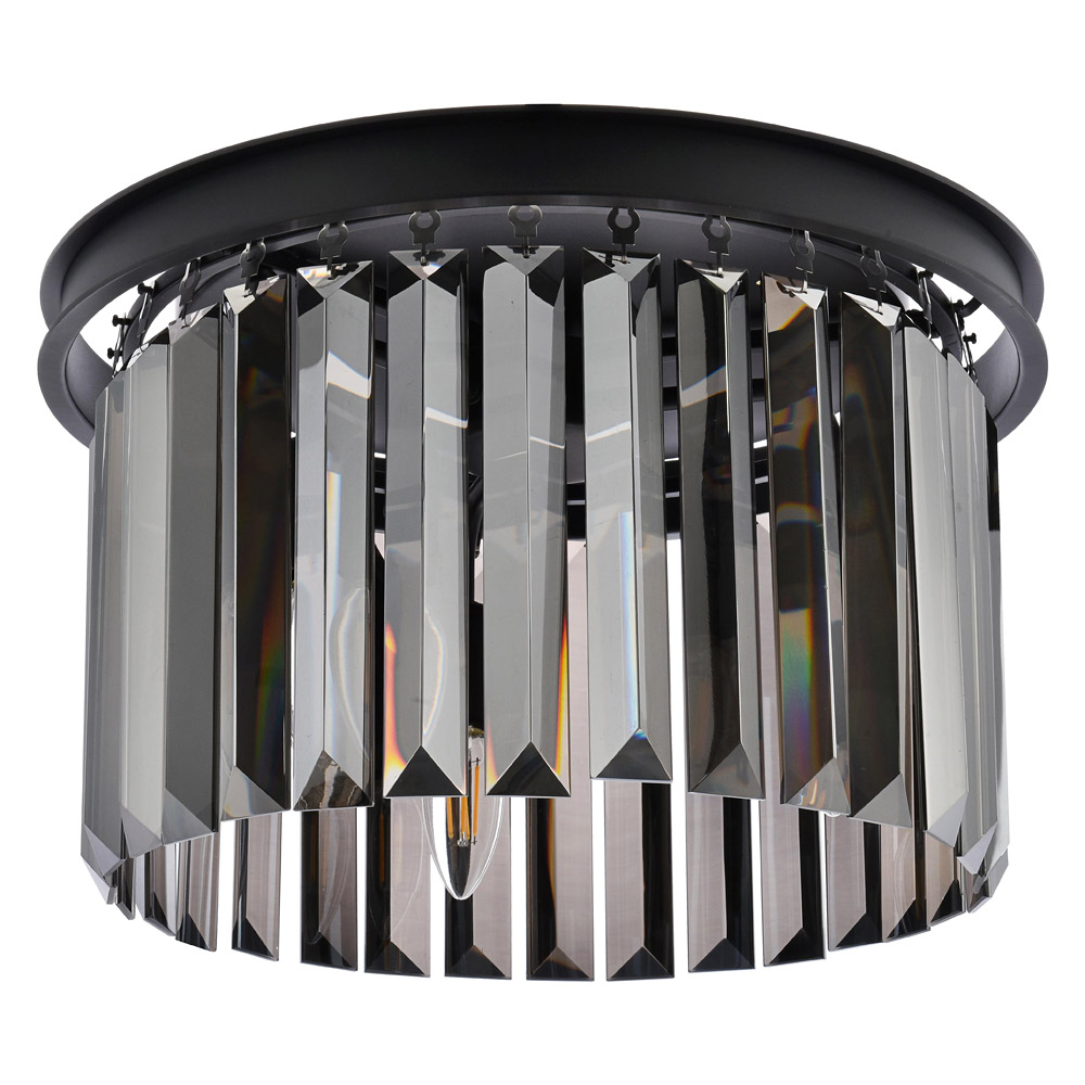 Elegant Urban Classic Flush Mount - Matte Black/Silver, L 16" (1238F16MB-SS-RC)