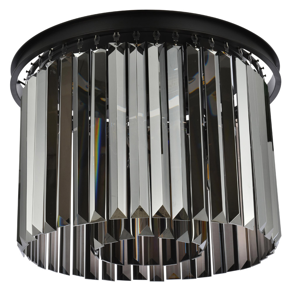 Elegant Urban Classic Flush Mount - Matte Black/Silver, L 20" (1238F20MB-SS-RC)
