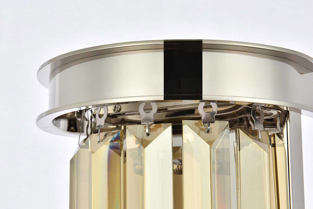 Elegant Urban Classic Wall Sconce - Polished Nickel/Golden Teak (1238W8PN-GT-RC)