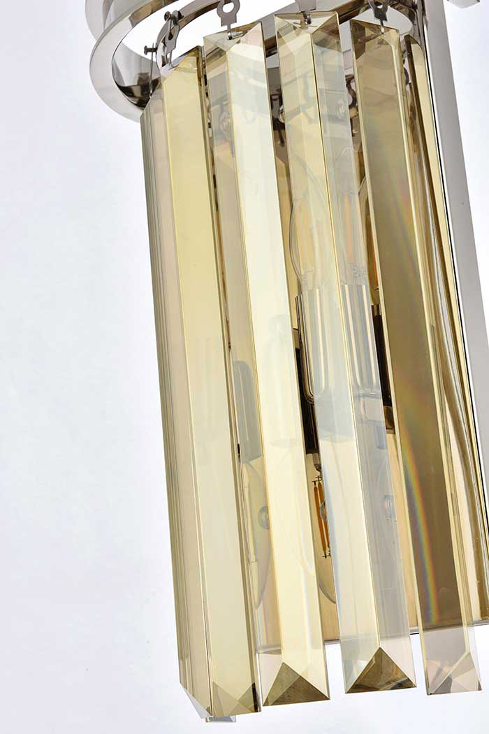 Elegant Urban Classic Wall Sconce - Polished Nickel/Golden Teak (1238W8PN-GT-RC)