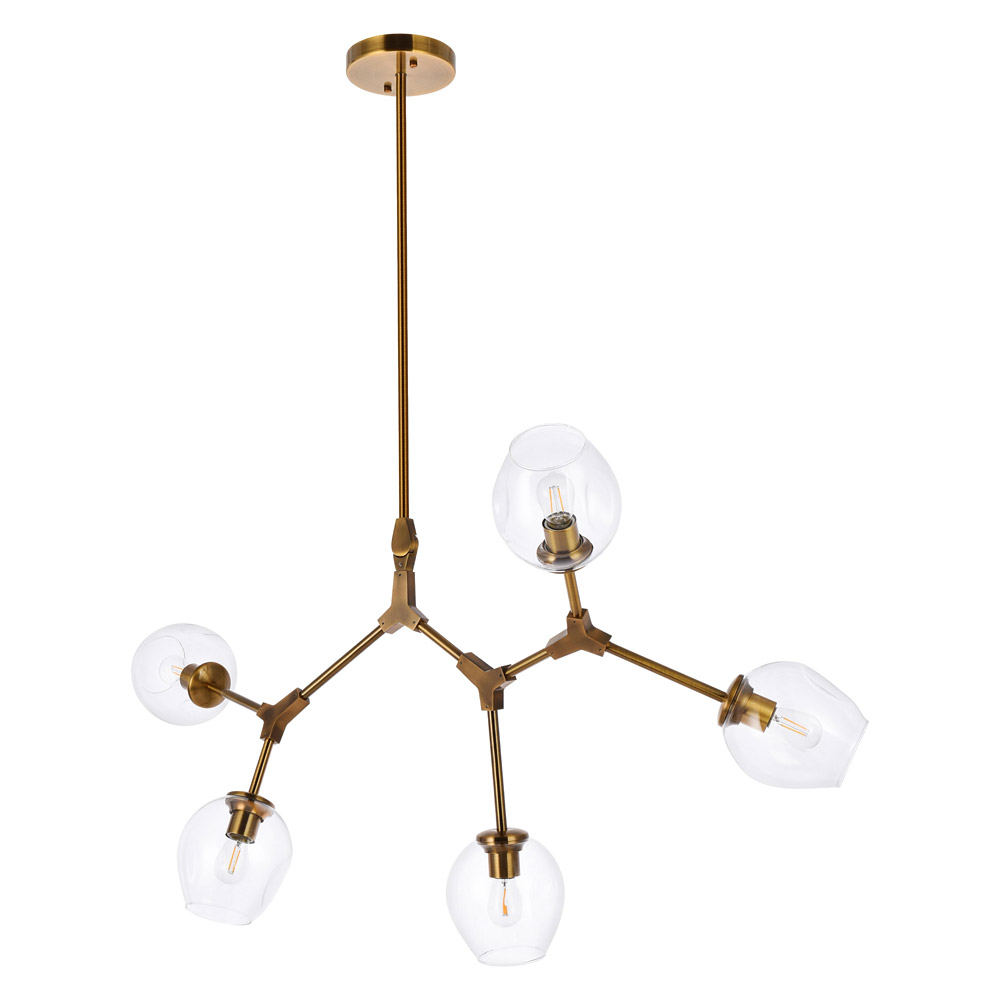 Elegant Cavoli 5 Lights Chandelier - Brass (1712D42BR)