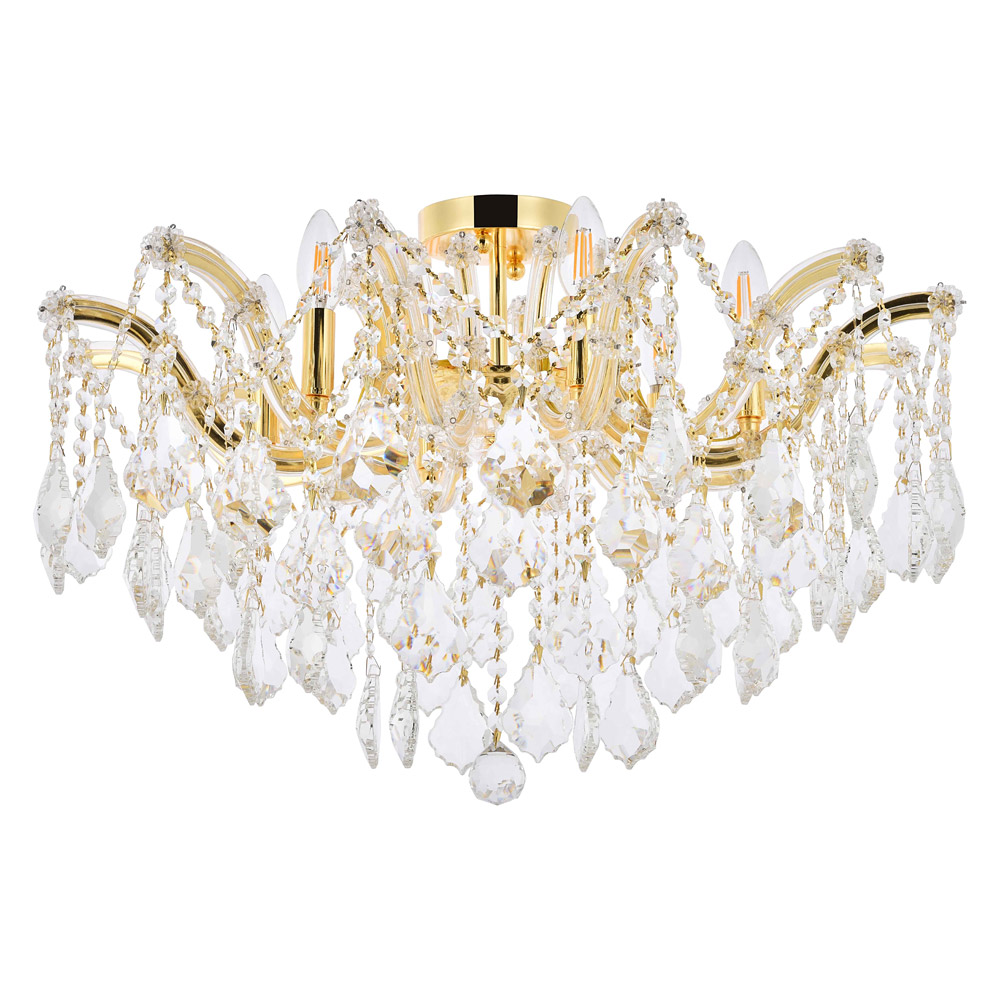 Elegant Maria Theresa 4 Light Flush Mount - Gold, L 24" (2800F24G-RC)