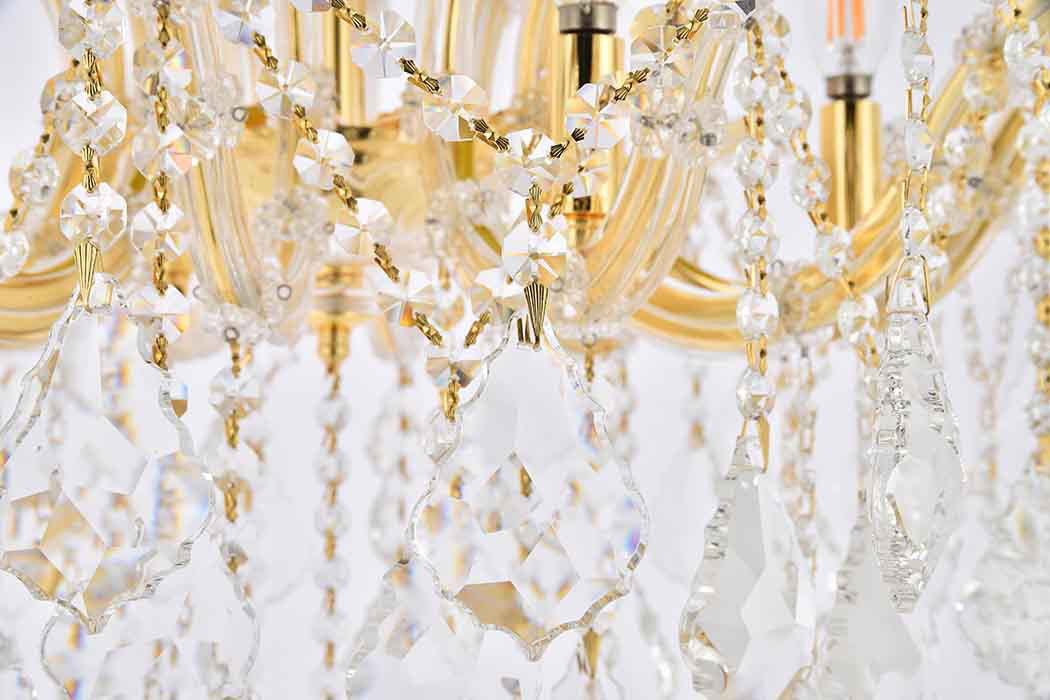 Elegant Maria Theresa 4 Light Flush Mount - Gold, L 24" (2800F24G-RC)