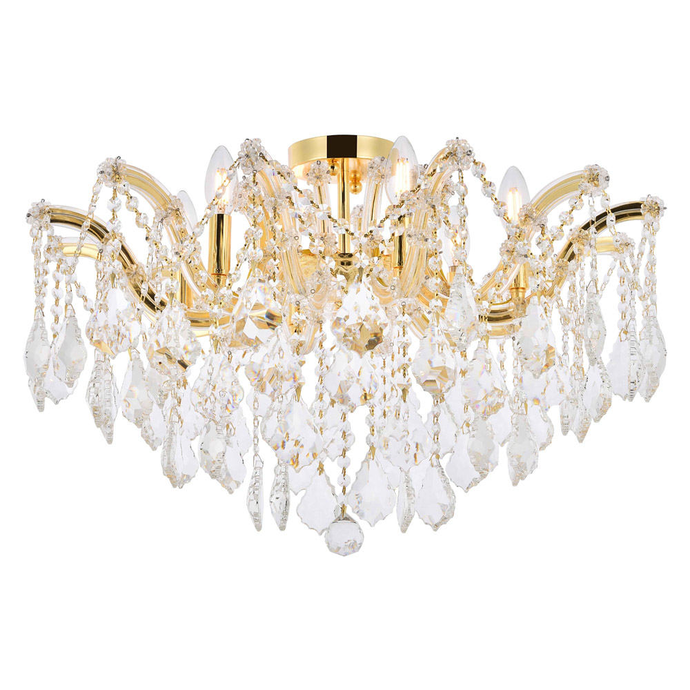 Elegant Maria Theresa 4 Light Flush Mount - Gold, L 24" (2800F24G-RC)