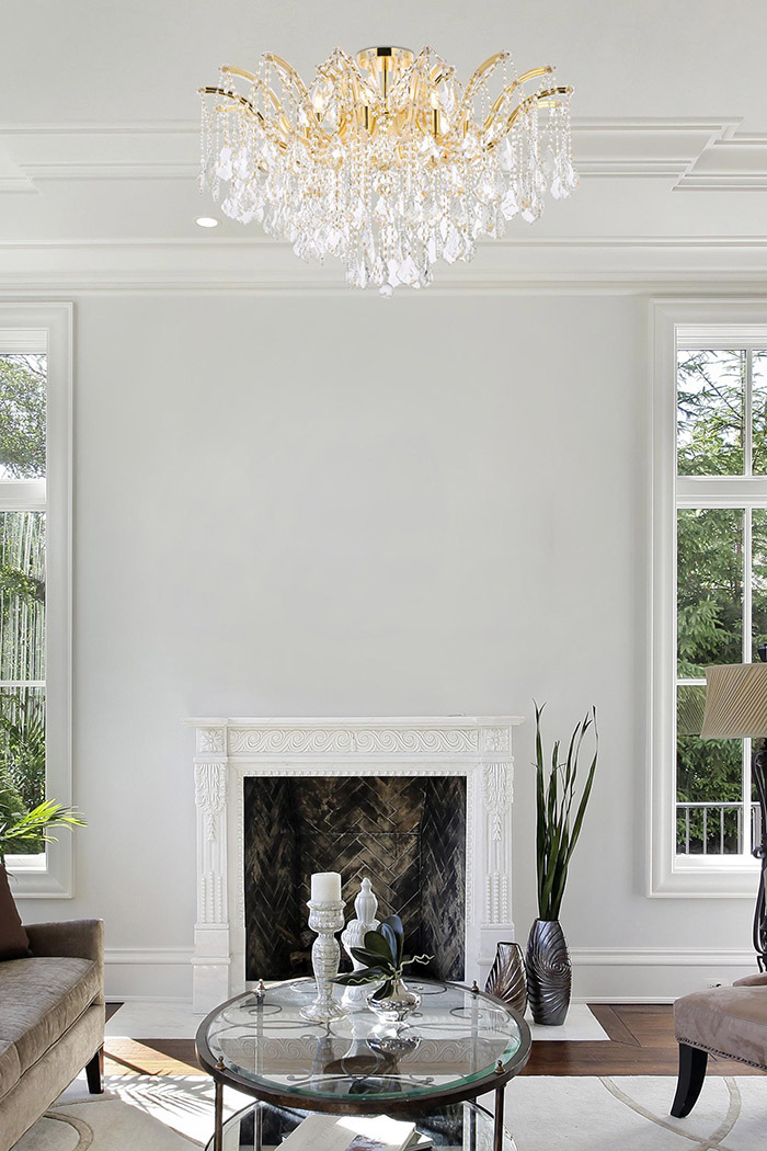 Elegant Maria Theresa 4 Light Flush Mount - Gold, L 36" (2800F36G-RC)