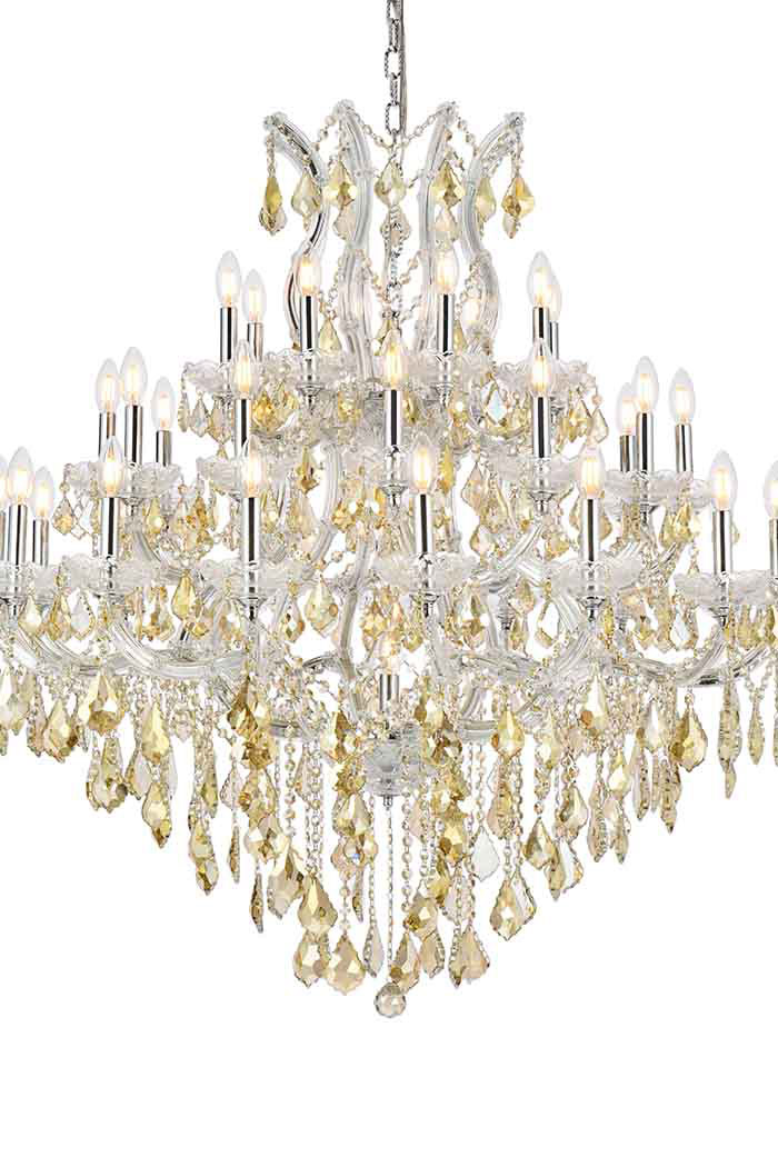 Elegant Maria Theresa 41 Light Chandelier - Chrome/Golden Teak, L 44" (2800G44C-GT-RC)