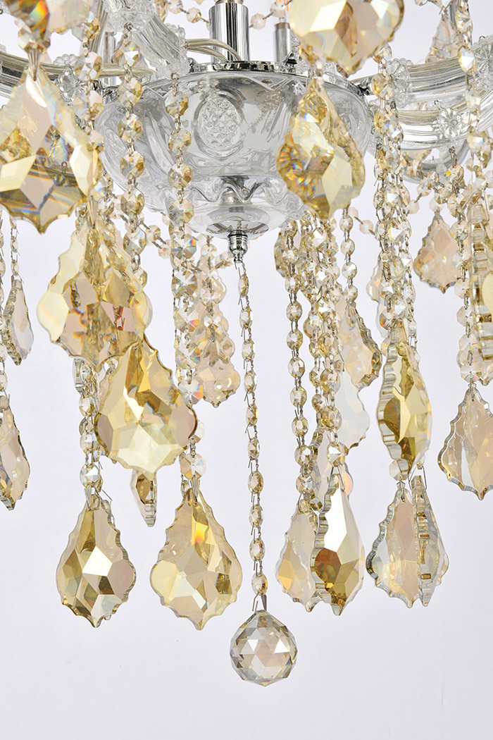 Elegant Maria Theresa 41 Light Chandelier - Chrome/Golden Teak, L 44" (2800G44C-GT-RC)