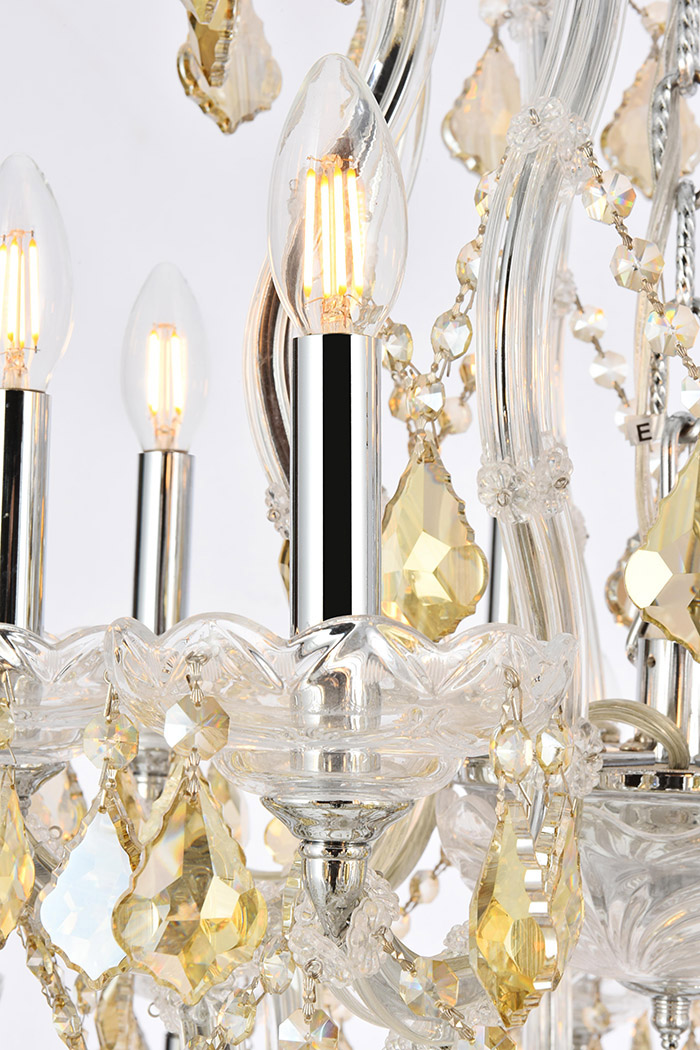 Elegant Maria Theresa 41 Light Chandelier - Chrome/Golden Teak, L 44" (2800G44C-GT-RC)