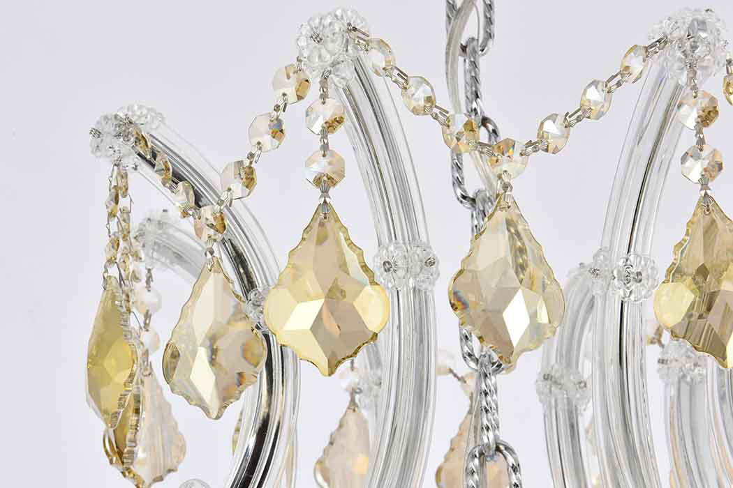 Elegant Maria Theresa 41 Light Chandelier - Chrome/Golden Teak, L 44" (2800G44C-GT-RC)