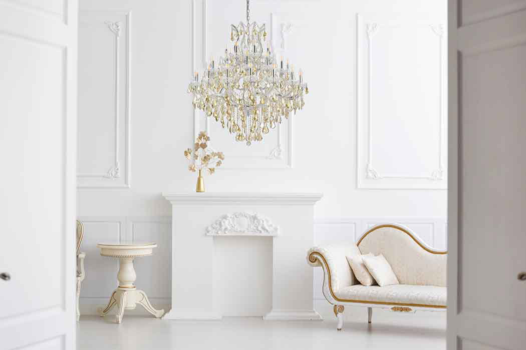 Elegant Maria Theresa 41 Light Chandelier - Chrome/Golden Teak, L 44" (2800G44C-GT-RC)