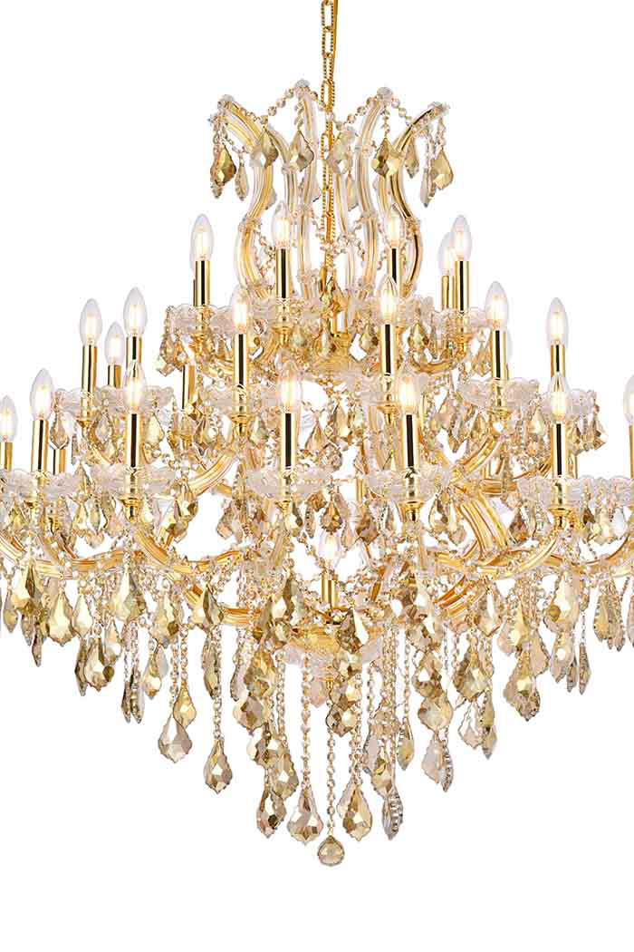 Elegant Maria Theresa 41 Light Chandelier - Gold/Golden Teak, L 44" (2800G44G-GT-RC)