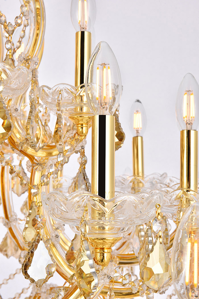 Elegant Maria Theresa 41 Light Chandelier - Gold/Golden Teak, L 44" (2800G44G-GT-RC)