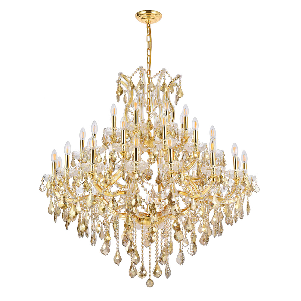 Elegant Maria Theresa 41 Light Chandelier - Gold/Golden Teak, L 44" (2800G44G-GT-RC)