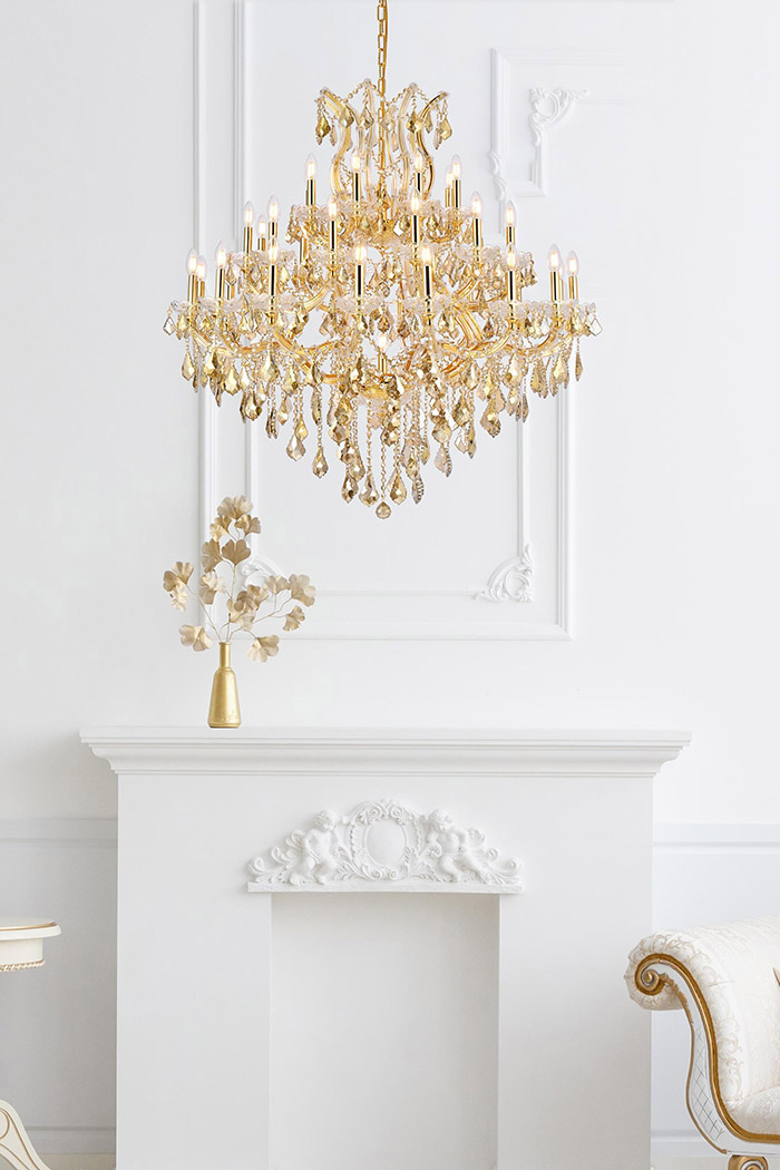 Elegant Maria Theresa 41 Light Chandelier - Gold/Golden Teak, L 44" (2800G44G-GT-RC)